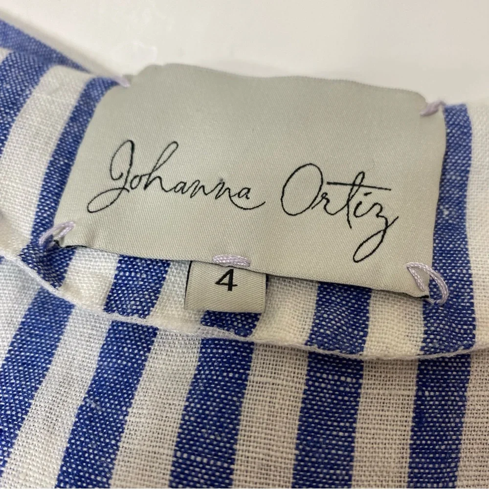 Johanna Ortiz Rio Grande Linen Striped High-Low Blouse 4 - Picture 9 of 11
